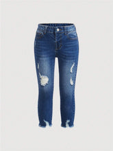 Young Girl Ripped Pocket Casual Denim Jeans